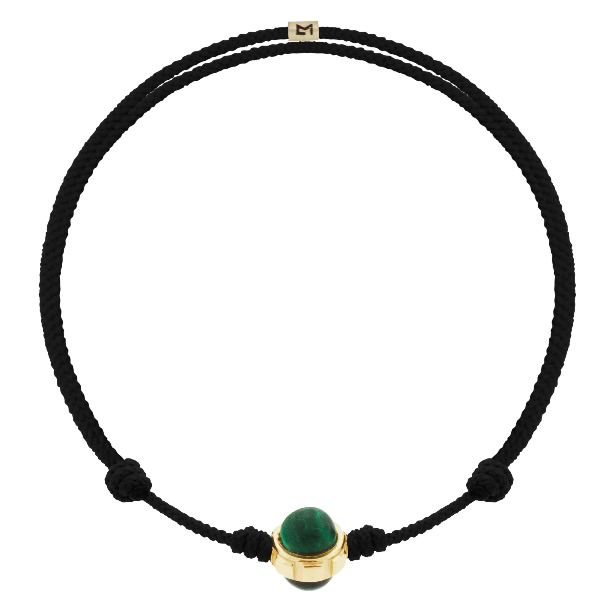 Rotary with Onyx/Malachite Cabochon on Black Cord Bracelet