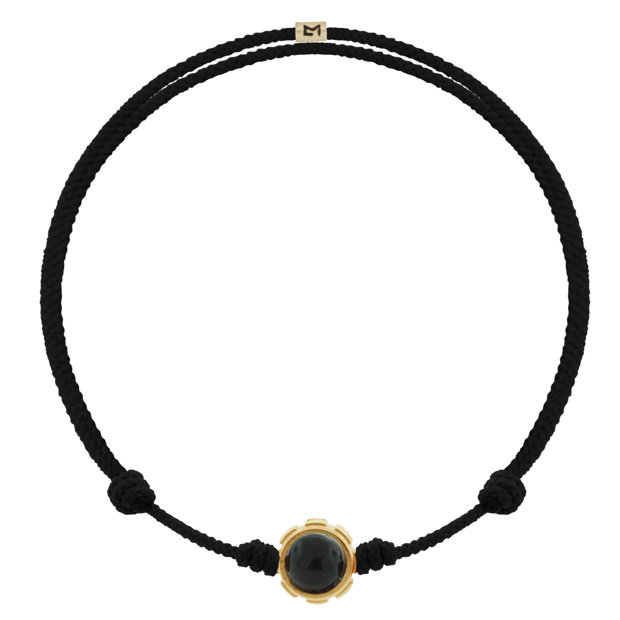 Rotary with Onyx/Malachite Cabochon on Black Cord Bracelet