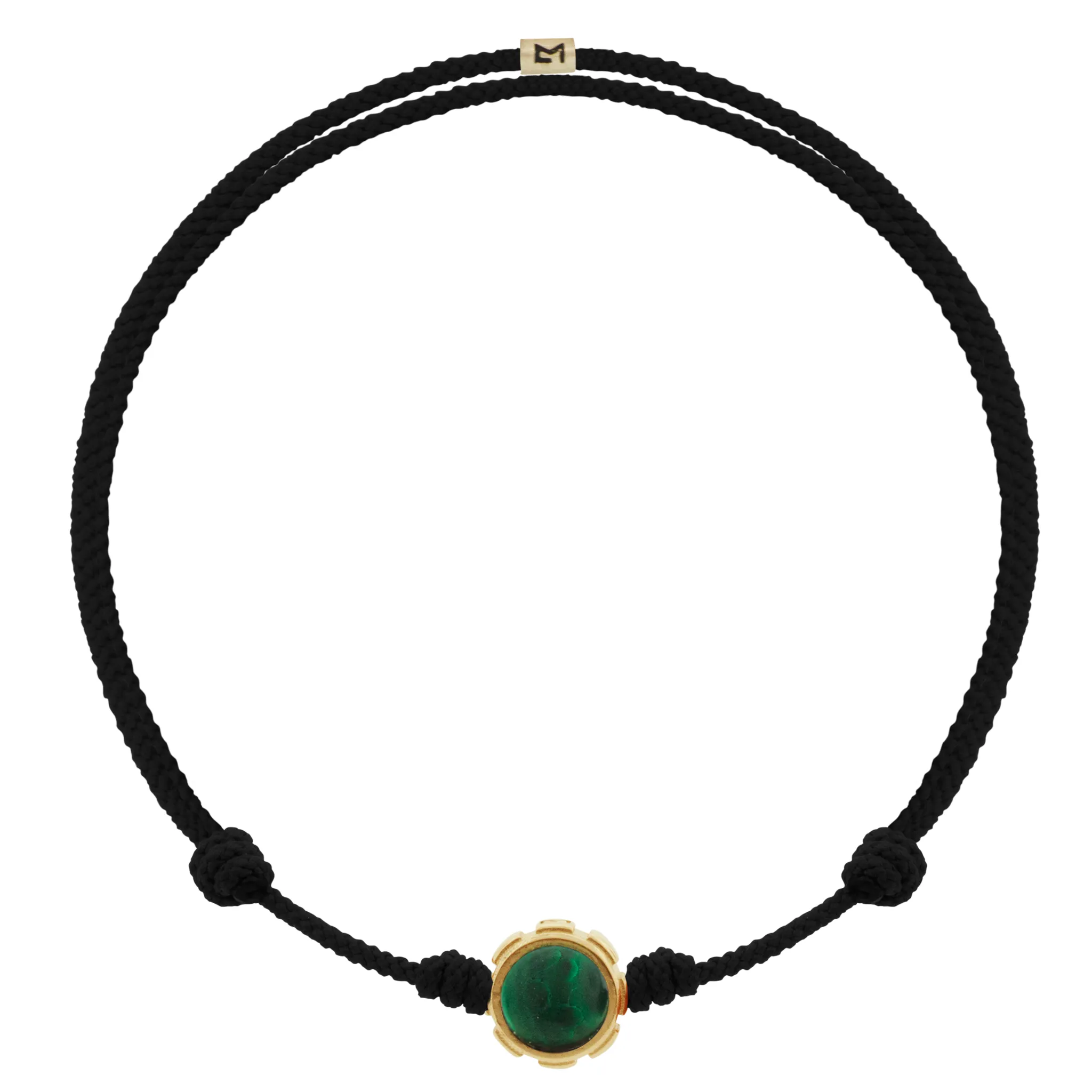 Rotary with Onyx/Malachite Cabochon on Black Cord Bracelet