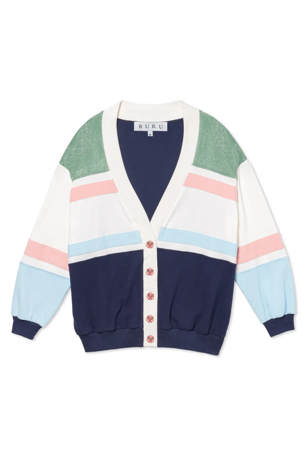 SAMPLE - Tennis Cardigan - Navy Colorblock