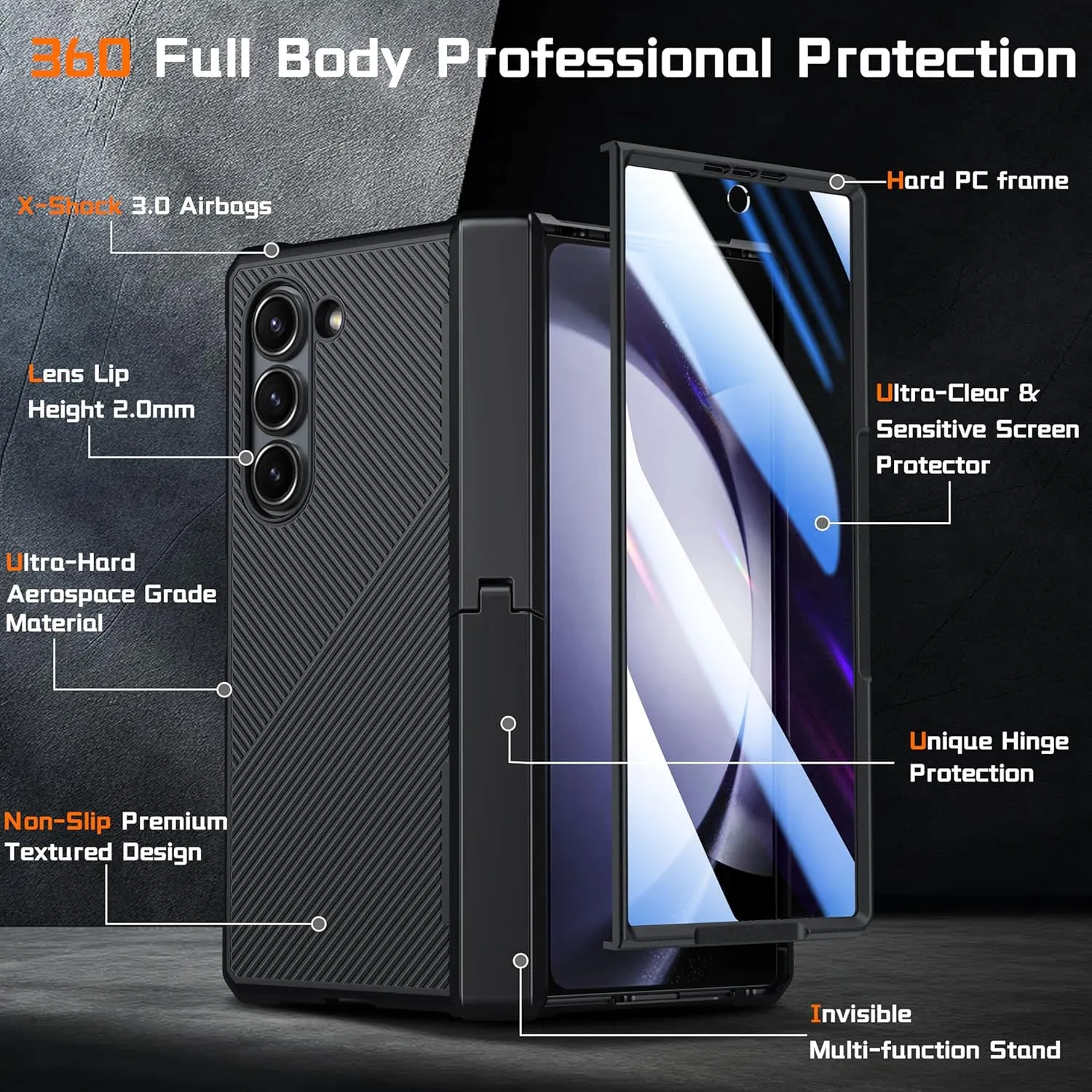 Samsung Galaxy Z Fold6 Case Full Body Protection with Screen Protector & Kickstand