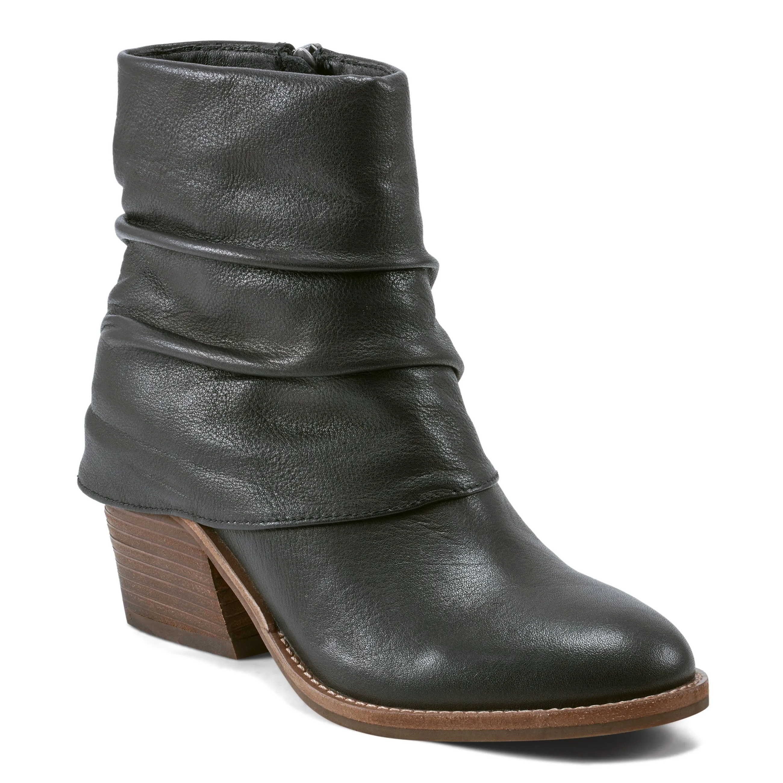 Savvy Block Heel Ruched Casual Booties