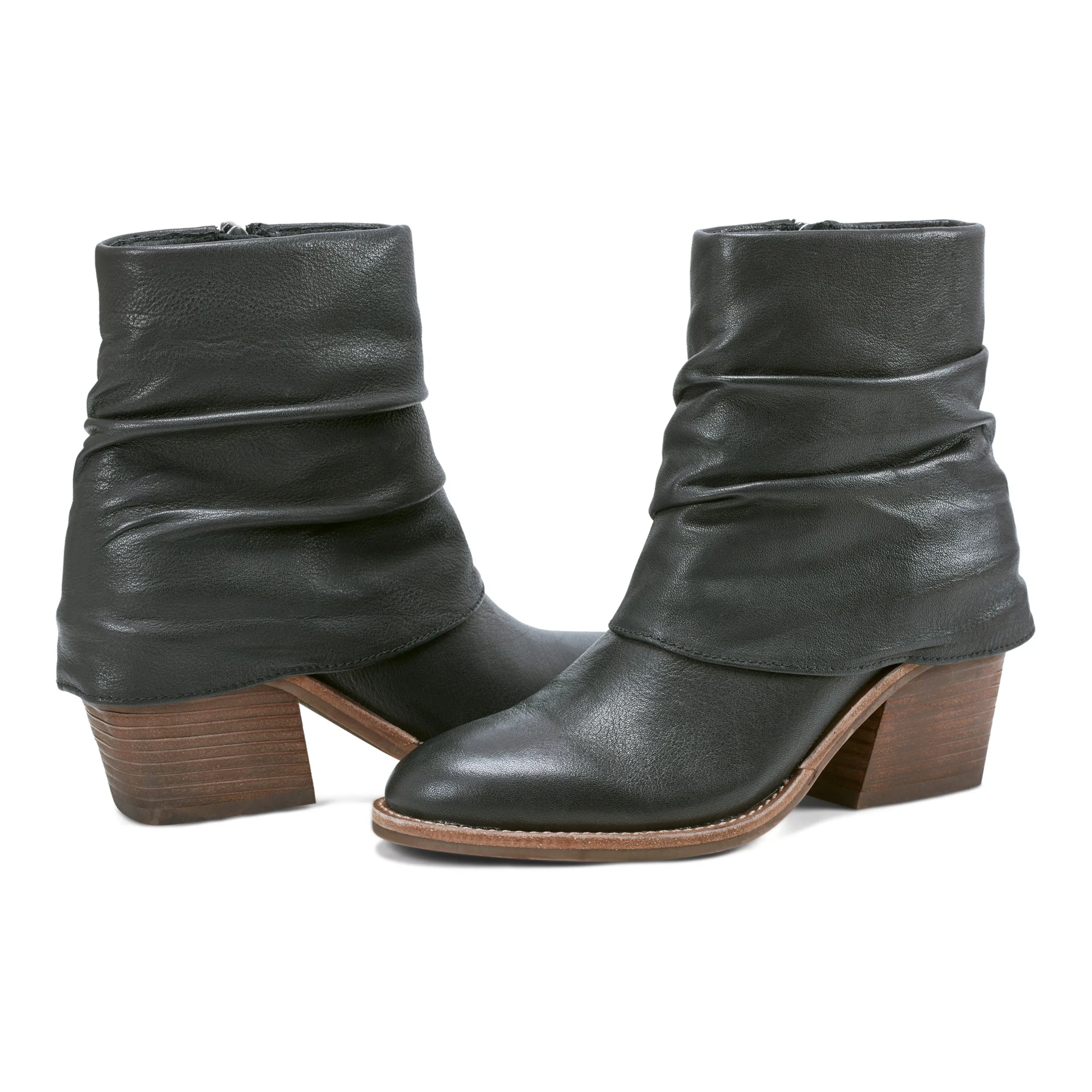 Savvy Block Heel Ruched Casual Booties