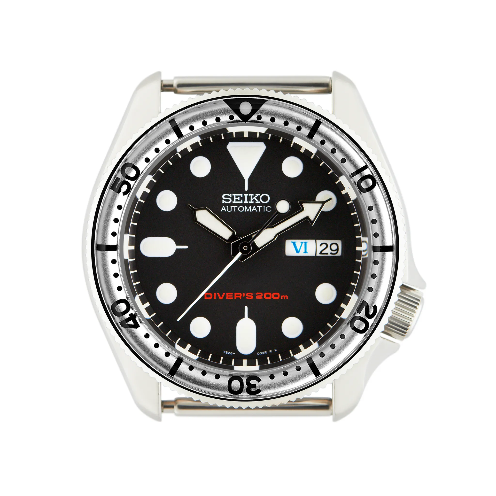 SKX007/SRPD Glass Bezel Insert: Seiko Style Silver