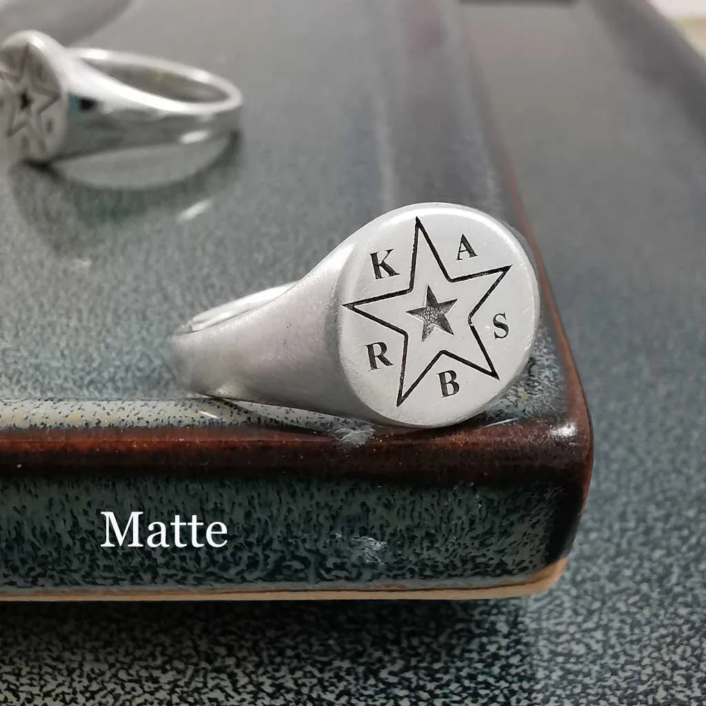 Star Initials Personalised Silver Signet Ring