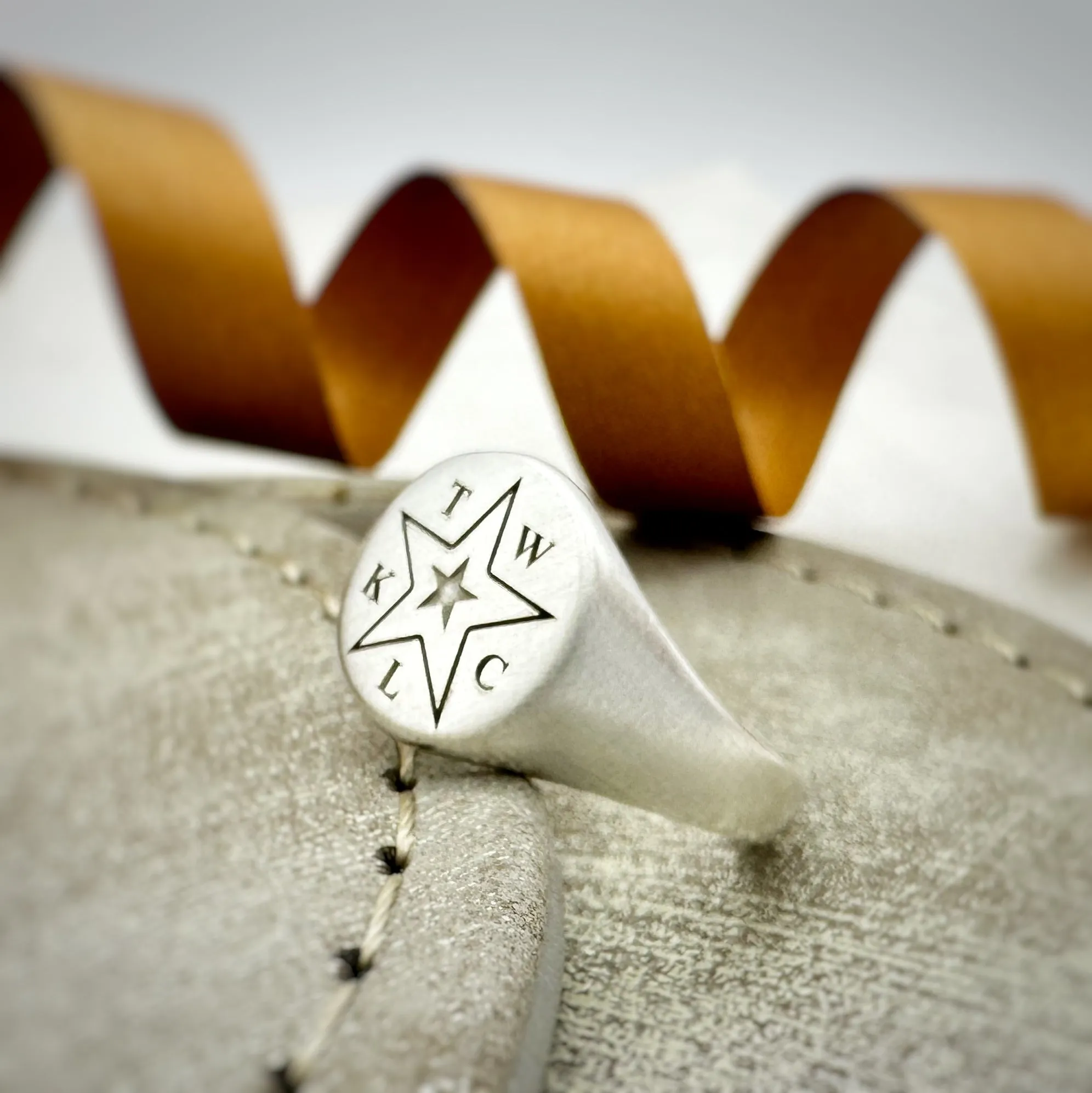 Star Initials Personalised Silver Signet Ring