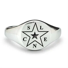 Star Initials Personalised Silver Signet Ring