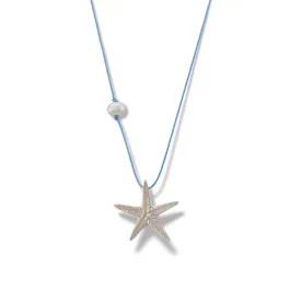 Starfish - casual cord necklace - silver 925