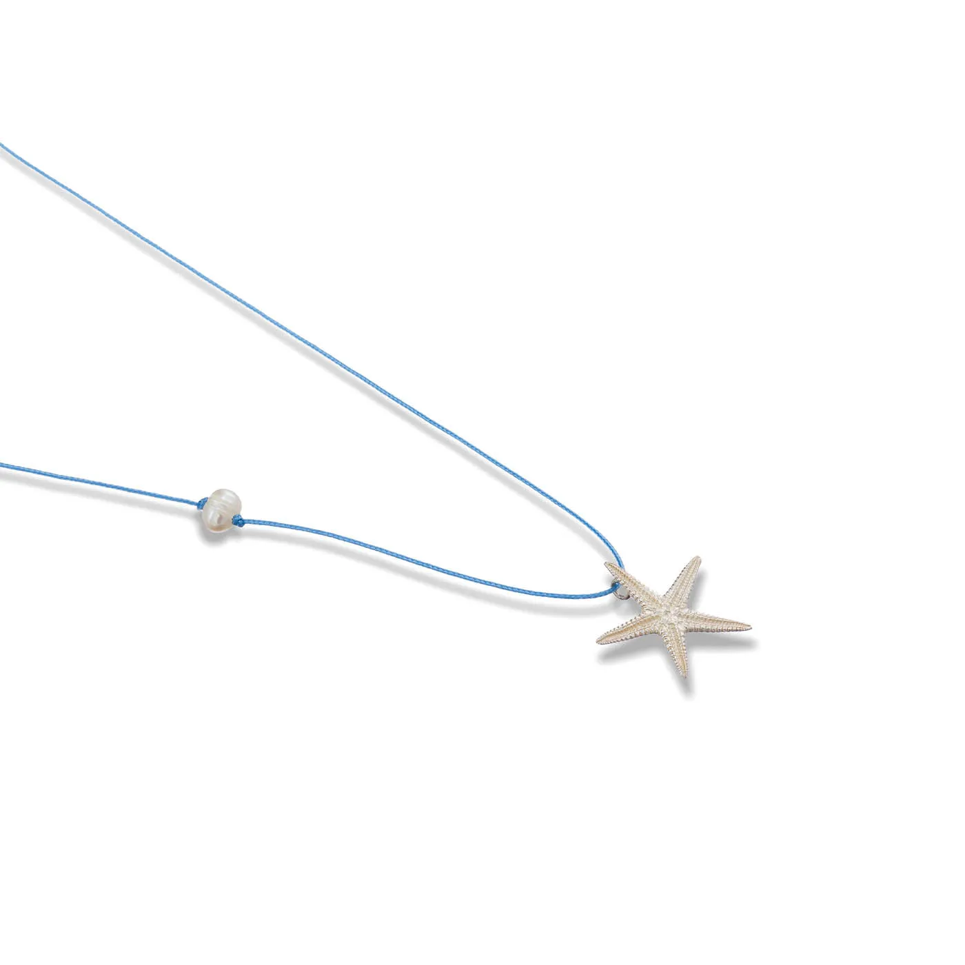 Starfish - casual cord necklace - silver 925