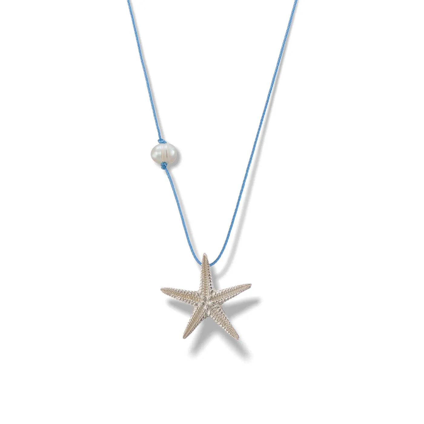 Starfish - casual cord necklace - silver 925