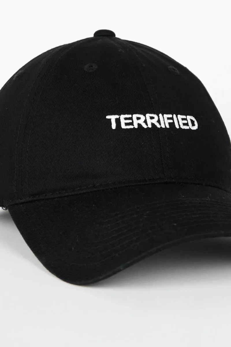 TERRIFIED Dad Cap Black White