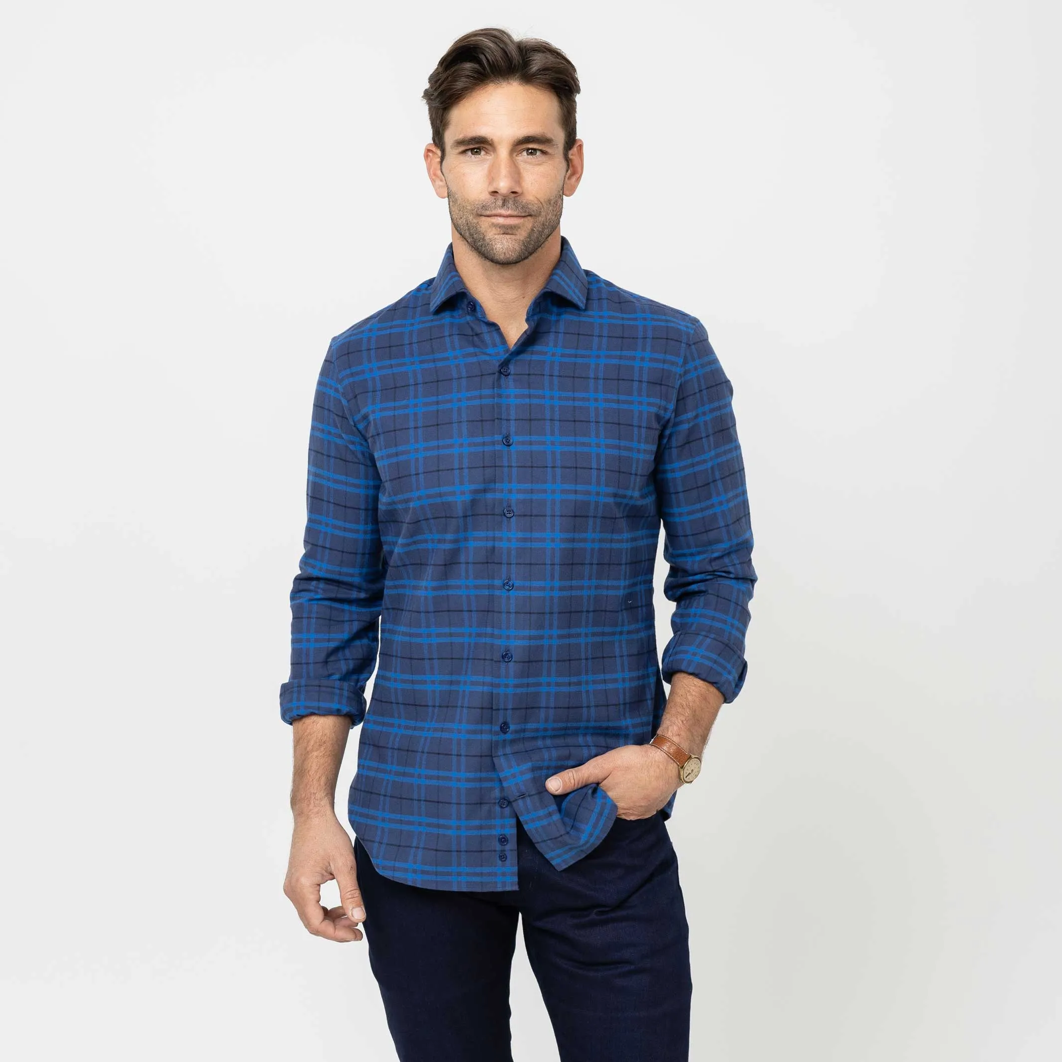 The Royal Blue Allard Brushed Twill Custom Shirt