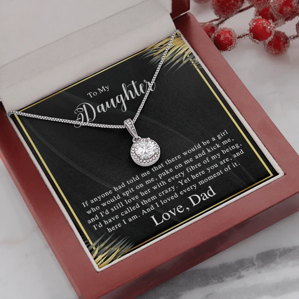 To My Daughter, Love Dad - White Gold Over Stainless Steel Minimalist Necklace