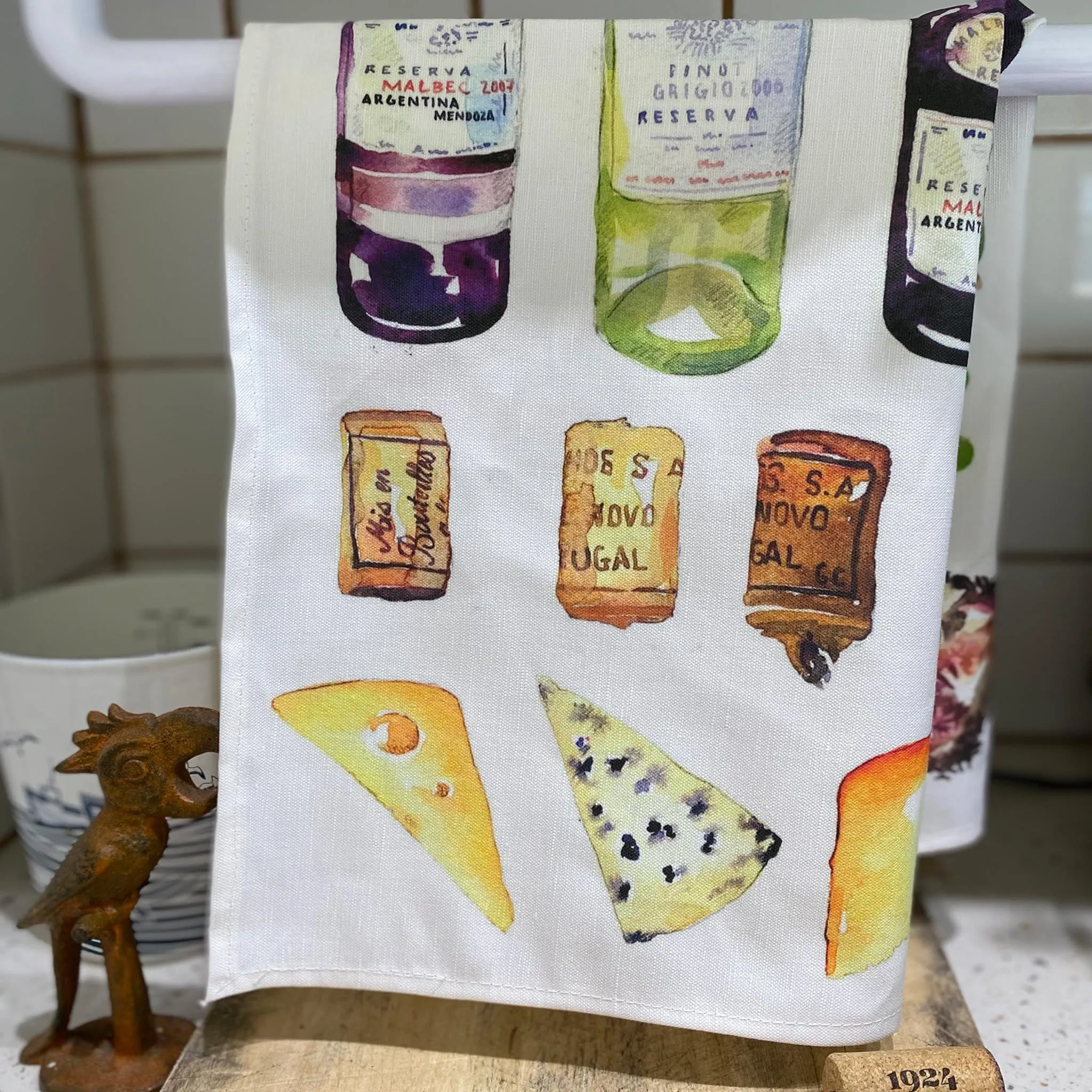 Wine and Cheese Tea Towels